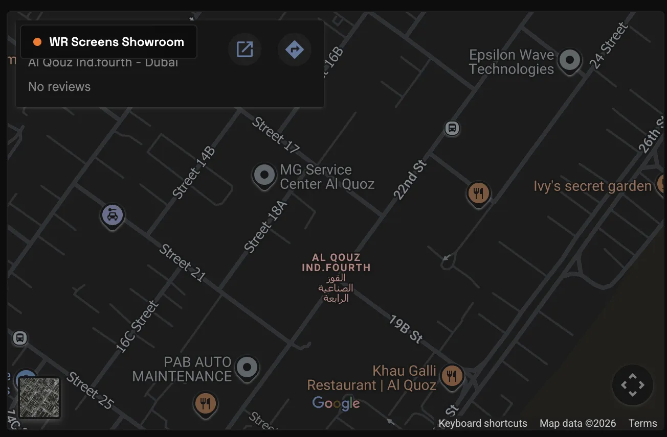Map of the service area in Dubai